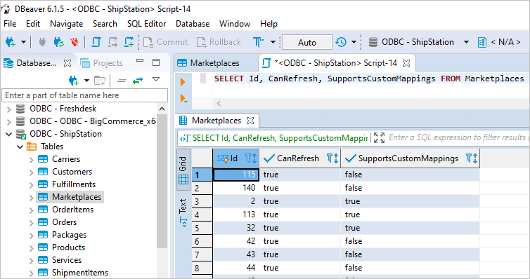 Execute SQL query in DBeaver against ShipStation database