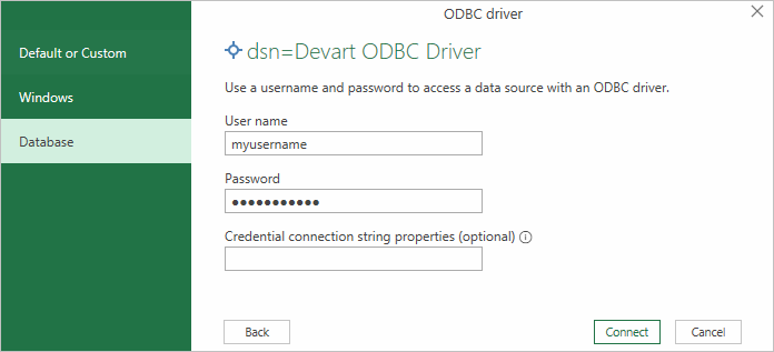 Enter Data Source Credentials