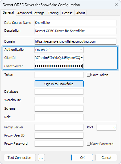 Sign in to Snowflake for OAuth 2.0 authentication