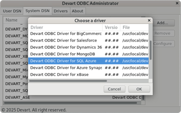 Devart ODBC Administrator