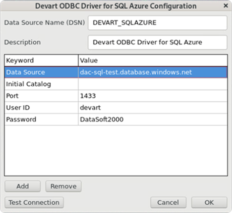Devart ODBC Administrator parameters