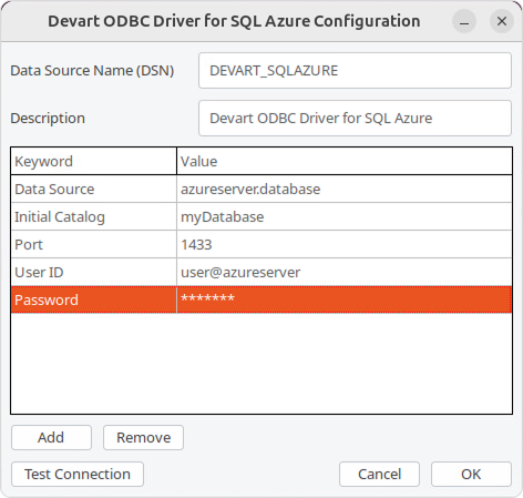ODBC Administrator parameters