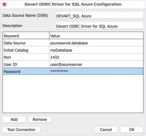Devart ODBC Administrator parameters