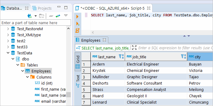 Execute SQL query in DBeaver against SQL Azure database