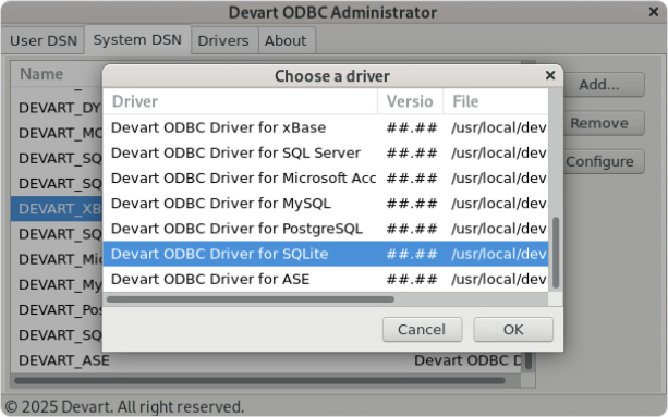 Devart ODBC Administrator