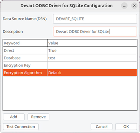 ODBC Administrator parameters