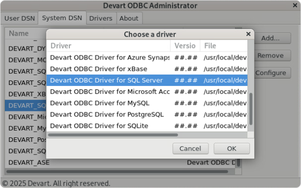 Devart ODBC Administrator