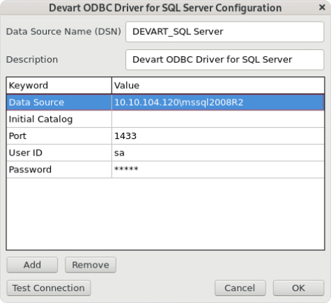 Devart ODBC Administrator parameters
