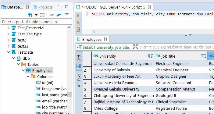Execute SQL query in DBeaver against SQL Server database