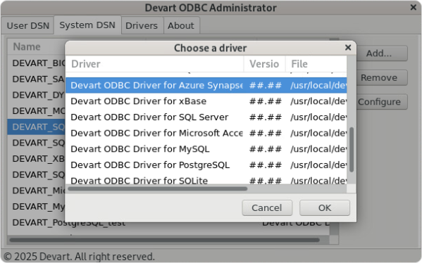 Devart ODBC Administrator