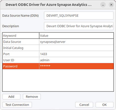 ODBC Administrator parameters