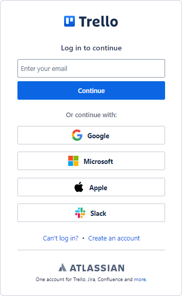 Specifying login credentials to Trello