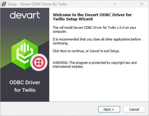 Windows 10 Twilio ODBC Driver by Devart full