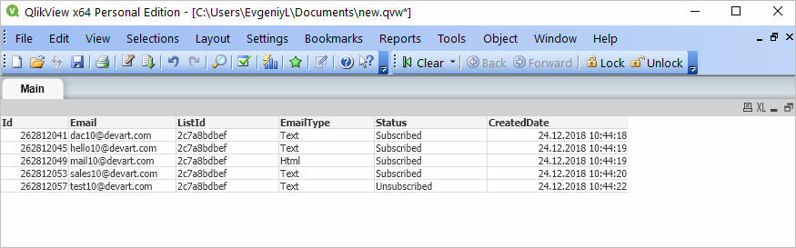 QlikView ODBC Database