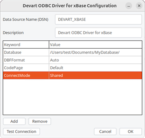 ODBC Administrator parameters