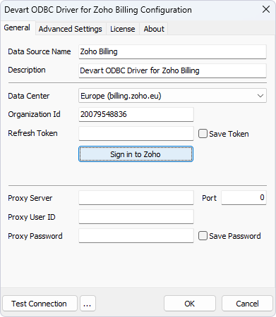Request refresh token Zoho Billing