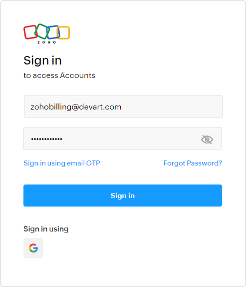 Zoho Billing Signin