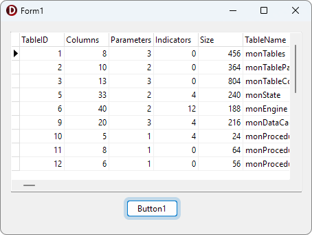A form with a grid filled with data and a button.