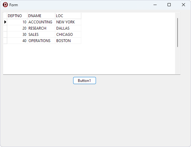 A form with a grid filled with data and a button.